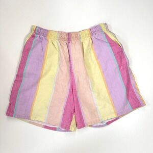 Vintage Flying Scotsman Multi Color Pastel Striped Cotton Shorts XL USA Made